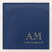 Name der Beruflichen Anfangsbuchstaben Blue Gold C Glasuntersetzer (Vorderseite)