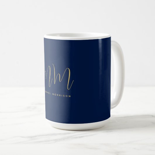 Name der Beruflichen Anfangsbuchstaben Blue Gold C Kaffeetasse (VorderseiteRechts)