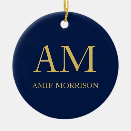 Name der Beruflichen Anfangsbuchstaben Blue Gold C Keramik Ornament (Vorne)