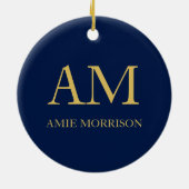 Name der Beruflichen Anfangsbuchstaben Blue Gold C Keramik Ornament (Hinten)