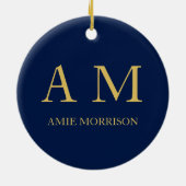 Name der Beruflichen Anfangsbuchstaben Blue Gold C Keramik Ornament (Hinten)