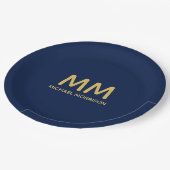 Name der Beruflichen Anfangsbuchstaben Blue Gold C Pappteller (Schrägansicht)