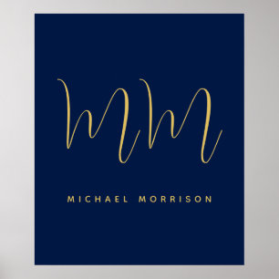 Name der Beruflichen Anfangsbuchstaben Blue Gold C Poster