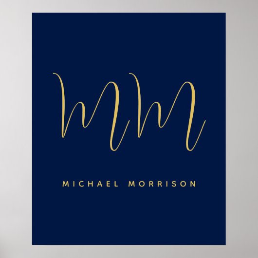 Name der Beruflichen Anfangsbuchstaben Blue Gold C Poster (Vorne)