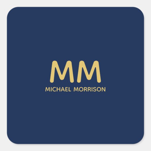 Name der Beruflichen Anfangsbuchstaben Blue Gold C Quadratischer Aufkleber (Vorderseite)