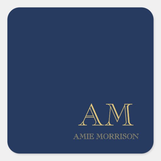 Name der Beruflichen Anfangsbuchstaben Blue Gold C Quadratischer Aufkleber (Vorderseite)
