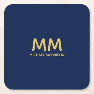 Name der Beruflichen Anfangsbuchstaben Blue Gold C Rechteckiger Pappuntersetzer