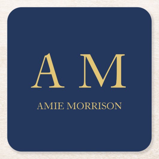 Name der Beruflichen Anfangsbuchstaben Blue Gold C Rechteckiger Pappuntersetzer (Vorderseite)