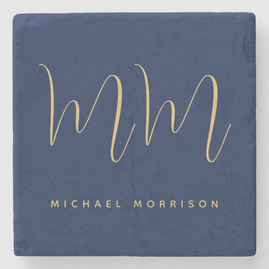 Name der Beruflichen Anfangsbuchstaben Blue Gold C Steinuntersetzer (Vorderseite)