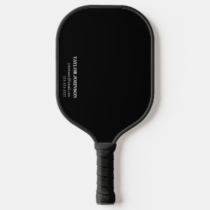 Name der beruflichen Schwarzweiß-Monogramm + Info Pickleball Schläger