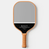 Name der beruflichen Schwarzweiß-Monogramm Pickleball Schläger (Rückseite)
