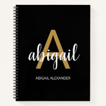 Name der Black Modern Girl Gold Monogram