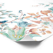 Name der blauen Floral Monogramm Poster (Ecke)