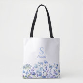 Name der blauen Floral Monogramm Tasche (Vorderseite)