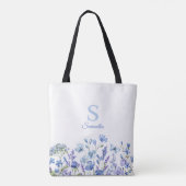 Name der blauen Floral Monogramm Tasche (Rückseite)