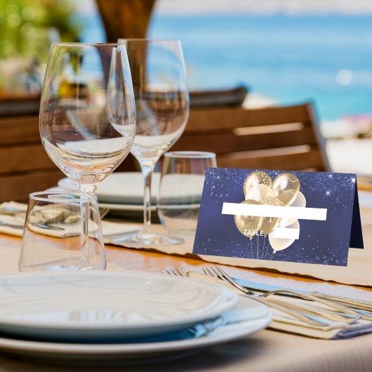 Name der blauen Goldballons der Birthday Party Platzkarte