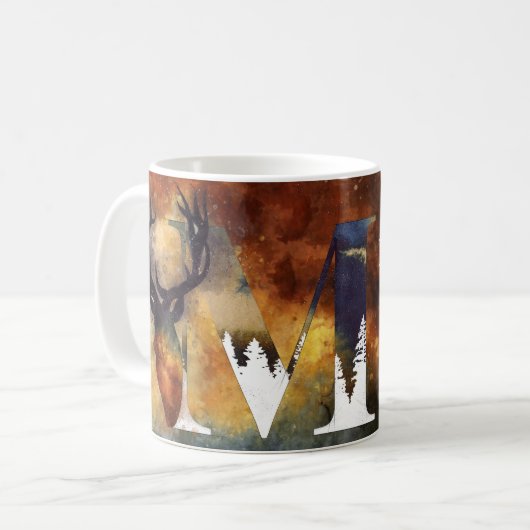 Name der Blauen Hirsche Monogramm-Familie Kaffeetasse (Vorderseite Links)