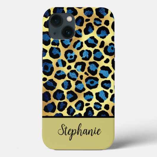 Name der Blauen Leoparden des Gold Glitzer Case-Mate iPhone Hülle (Rückseite)