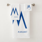 Name der blauen Monogramm Badhandtuch Set (Insitu)
