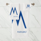 Name der blauen Monogramm Badhandtuch Set