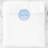 Name der blauen Monogramm Runder Aufkleber (Tasche)