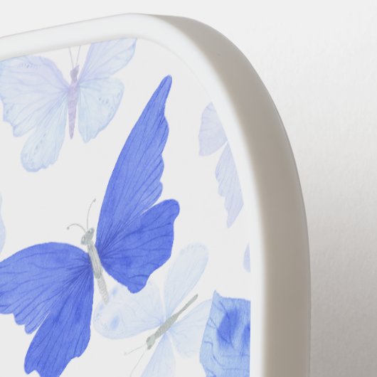 Name der Blauen Schmetterlingsmonogramm Pickleball Schläger (Linke Seite)