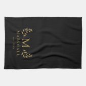 Name der blauen und goldenen Monogrammfamilie Geschirrtuch (Horizontal)