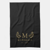 Name der blauen und goldenen Monogrammfamilie Geschirrtuch (Vertikal)
