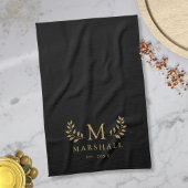 Name der blauen und goldenen Monogrammfamilie Geschirrtuch