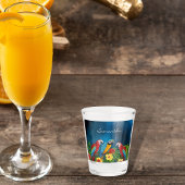 Name der Blauschimmelvögel Blätter Schnapsglas