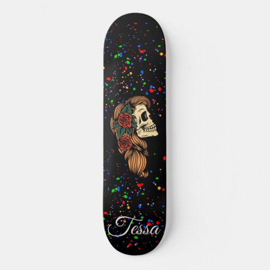 Name der Bloral Skull-Spritzer-Skriptbezeichnung Skateboard (Vorderseite)