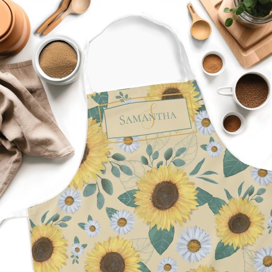 Name der blorgelben Sonnenblume Monogramm Schürze