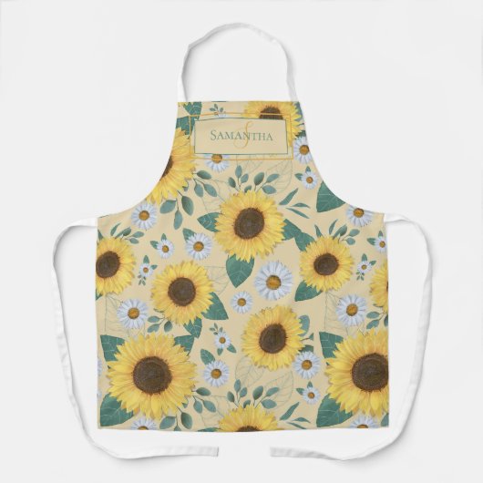Name der blorgelben Sonnenblume Monogramm Schürze (Vorderseite)