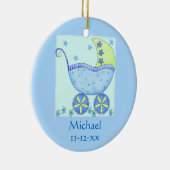 Name der Blue Baby-Buggy Geburtsdatum Keramik Ornament (Rechts)