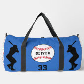 Name der Blue Baseball Ball Player-Silhouette Duffle Bag (Vorderseite)