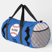 Name der Blue Baseball Ball Player-Silhouette Duffle Bag (Rechte Ecke)