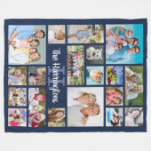 Name der Blue Monogram Family Foto Collage Fleecedecke (Vorderseite (Horizontal))