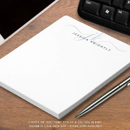 Name der Blue-Script-Monogram-Initialen Notizblock