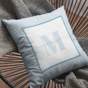 Name der Blue Simple Monogram Name Kissen