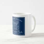Name der Blue Welcome Bootfamilie Nautic Navy Kaffeetasse (VorderseiteRechts)