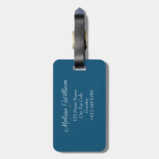 Name der Blue White Gold Monogram Gepäckanhänger (Rückseite vertikal)