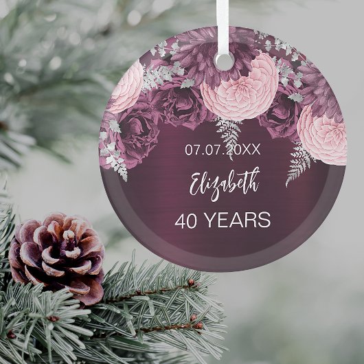 Name der Blume Birthday borundy pink Ornament Aus Glas