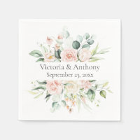 Name der Blume Datum Hochzeit Napkins