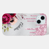 Name der Blume für den silberrosa Glitzer Case-Mate iPhone Hülle (Rückseite (Horizontal))