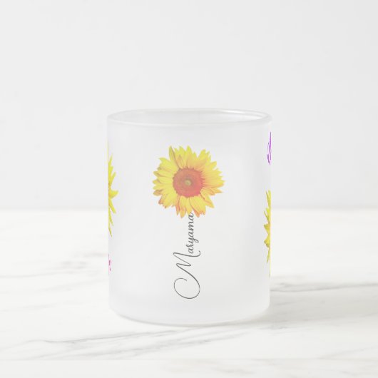 Name der Blume und Monogramm | Personalisierte Son Mattglastasse (Mittel)