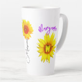 Name der Blume und Monogramm | Personalisierte Son Milchtasse (Rechte Ecke)