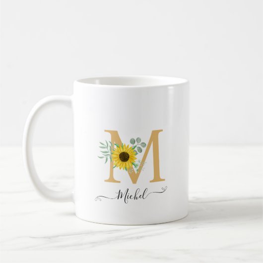 Name der Blumenblume Monogramm Kaffeetasse (Links)