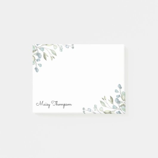 Name der Blumengrün-Grenz-Monogramm Post-it Klebezettel (Vorderseite)