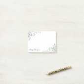 Name der Blumengrün-Grenz-Monogramm Post-it Klebezettel (Auf Schreibtisch)