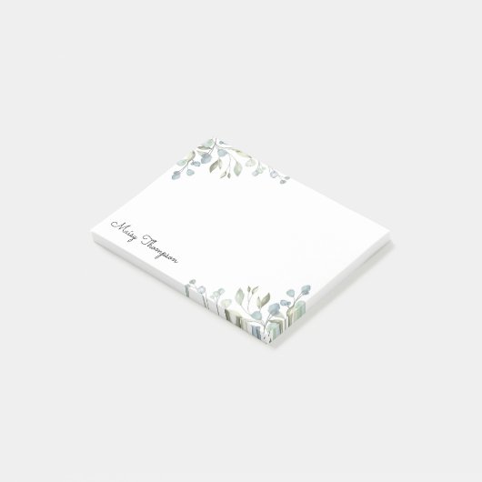 Name der Blumengrün-Grenz-Monogramm Post-it Klebezettel (angewinkelt)